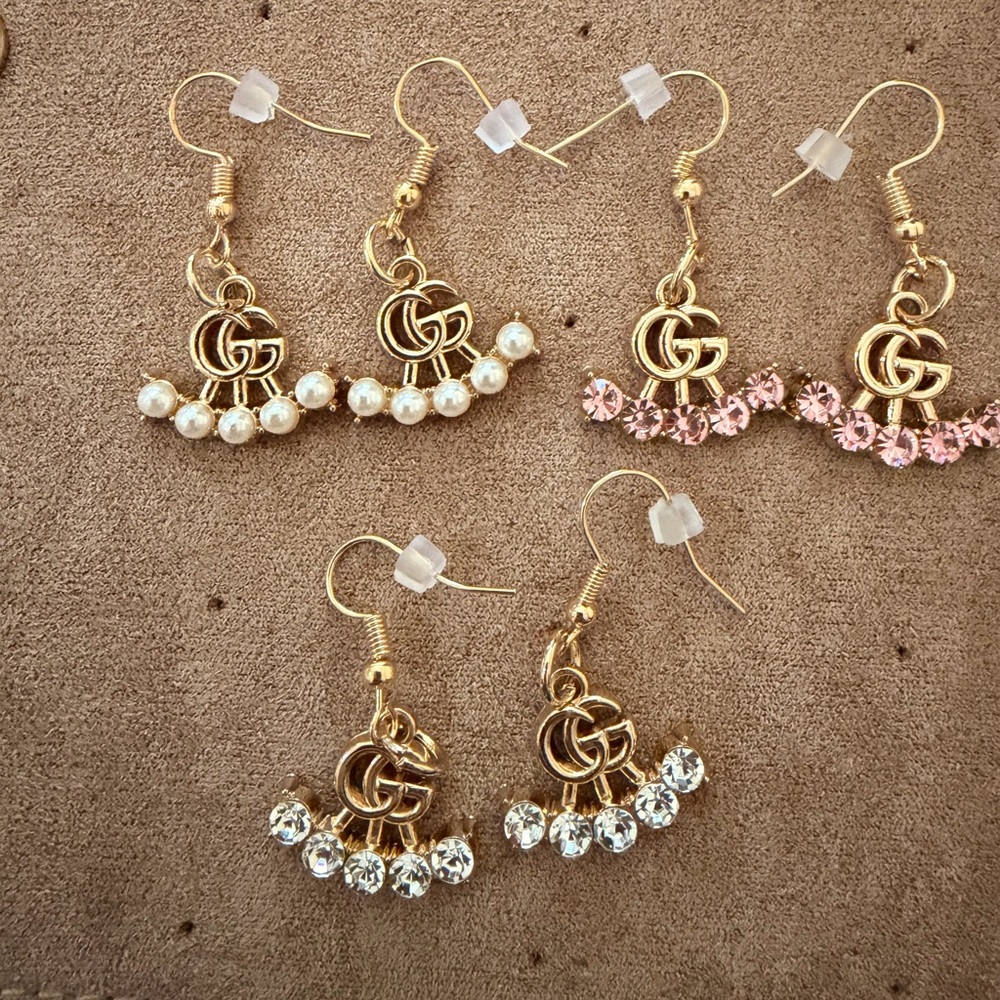 ONE PAIR Fashion inspired GG stamped Zipper pulls up cycled into earrings-